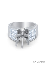 18K White Gold Diamond Princess Cut Multi-Layer Semi-Mount Engagement Ring – 1.26ct